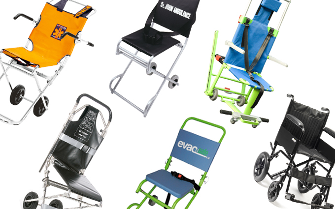 Evacuation chairs and wheelchairs