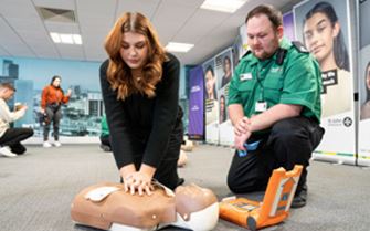 A St. John Ambluance trainer instructing a CPD session. A St. John Ambluance trainer instructing a CPD session.