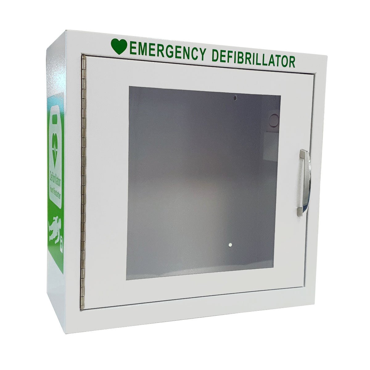 Unlocked Indoor Defibrillator AED Cabinet Alarmed – White