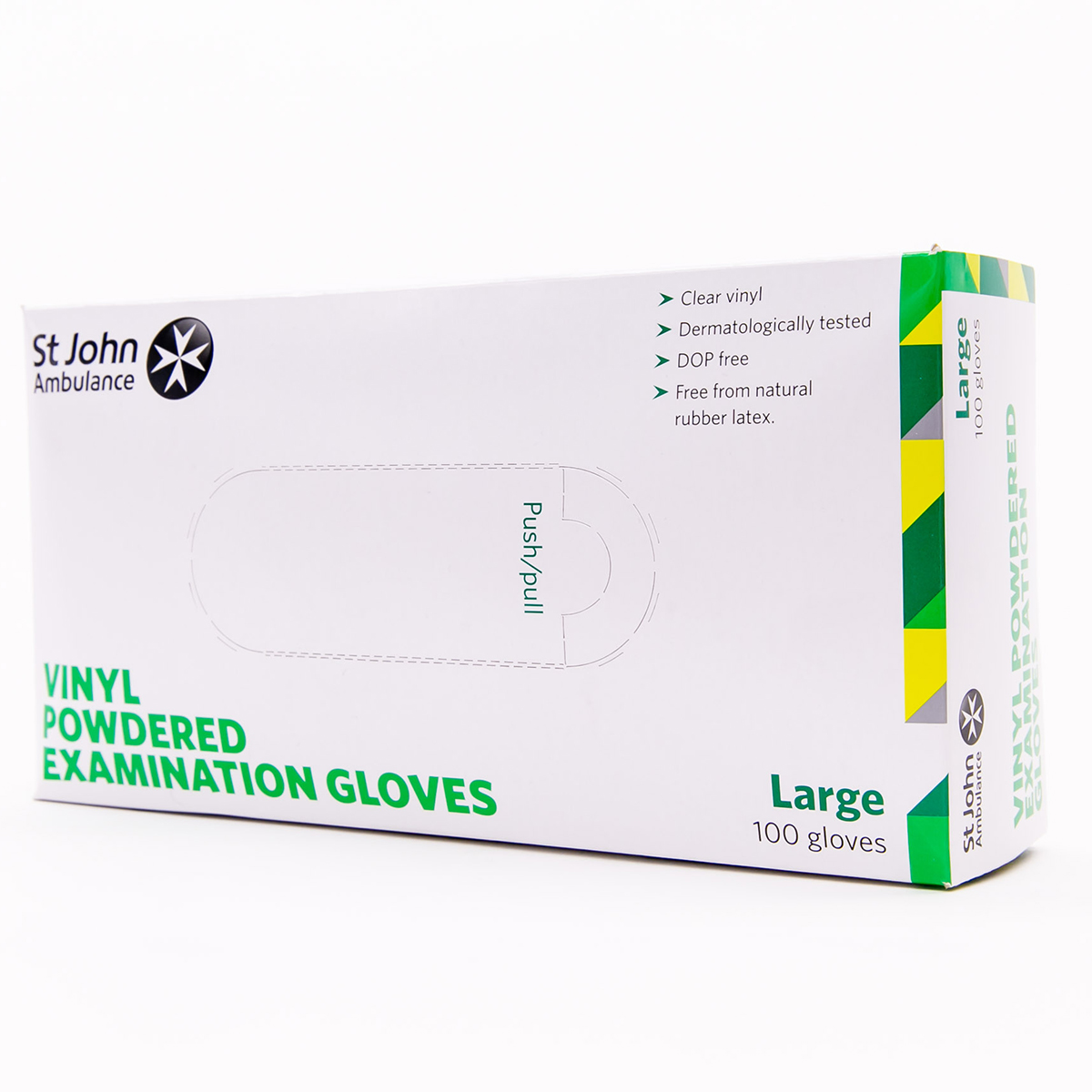 Box of 100 Large St John Ambulance Vinyl Pre-Powdered Gloves