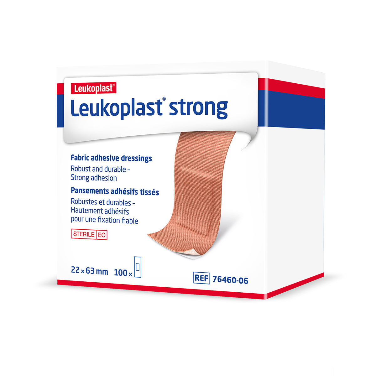 Pack of 100 2.2cm x 6.3cm Leukoplast Strong Fabric Plasters
