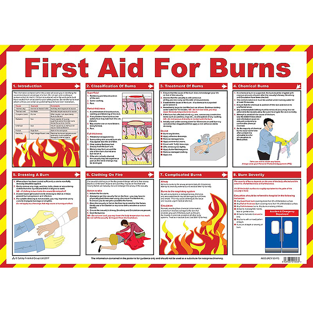 First Aid for Burns Poster.