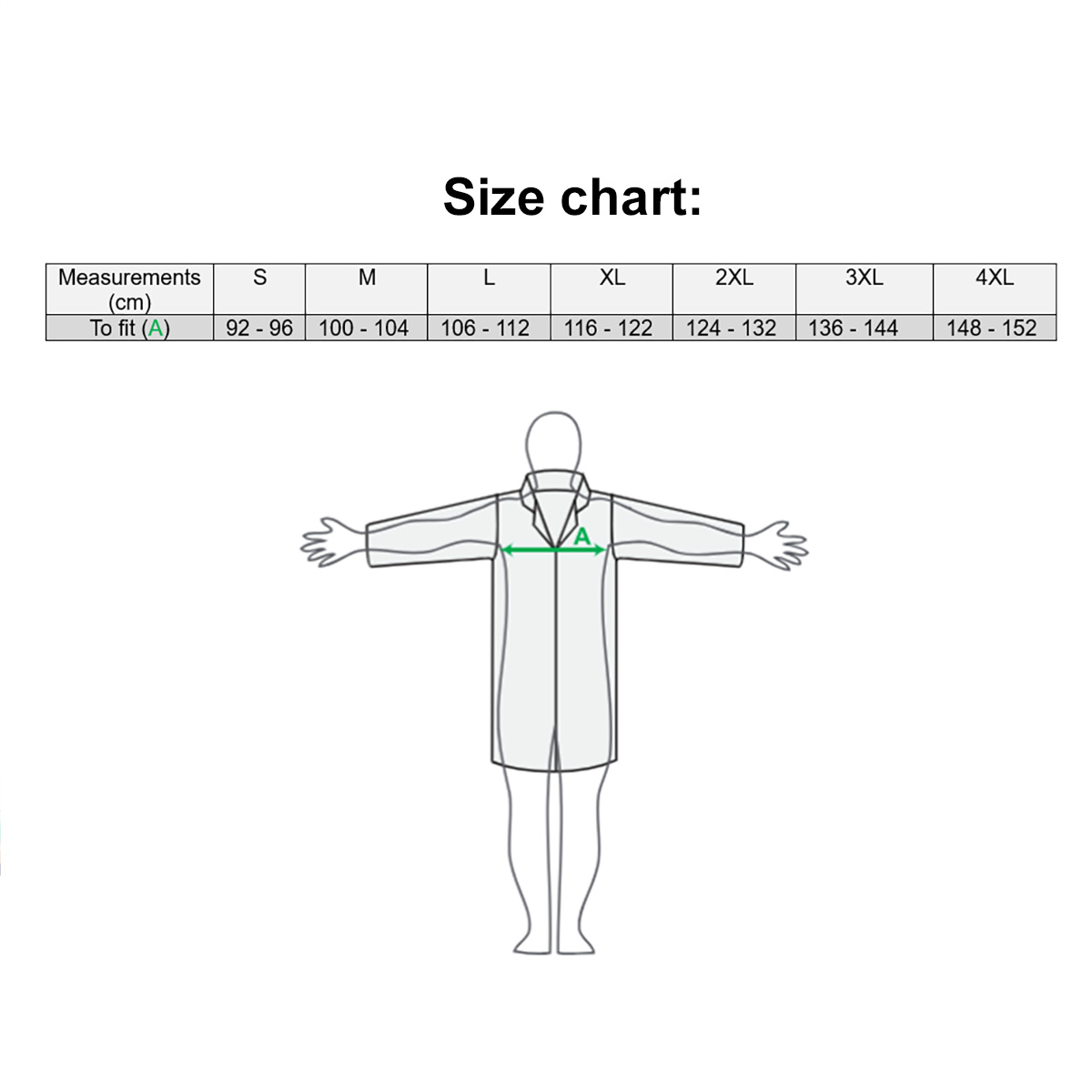 Yellow Supertouch Hi-Visibility Waistcoat size chart